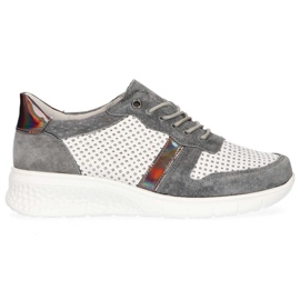 Lederschuhe Filippo DP1389 / 20 Wh Gr Grau weiß gelb