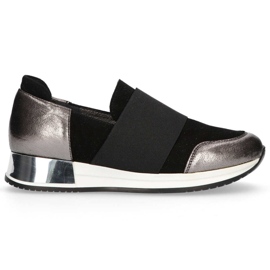 Schuhe Filippo 018 Schwarzes Wildleder / Nickel silber-