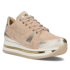 Lederturnschuhe Filippo 092 beige und gold golden