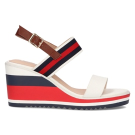 Sandalen auf dem Keil Filippo DS2094 / 21 Wh Nv weiß rot marineblau