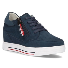 Leder Keil Turnschuhe Filippo DP2350 / 21 Nv marineblau