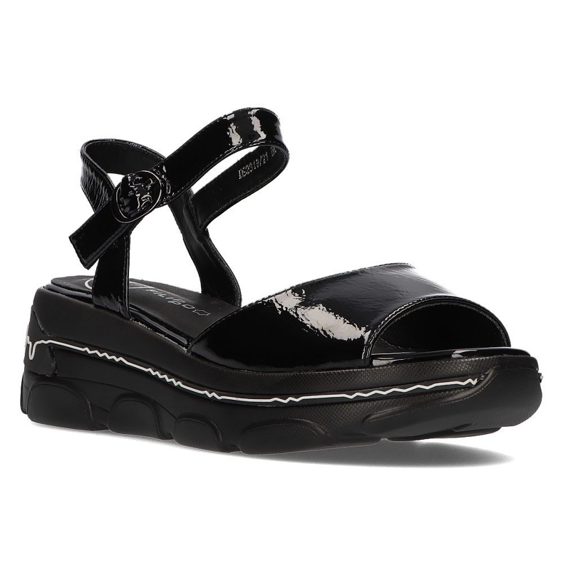 Schwarze Sandalen auf dem Keil Filippo DS2319 / 21 Bk