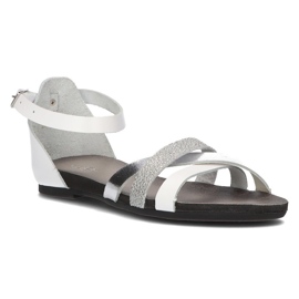 Ledersandalen Filippo 40225 weiß und silber