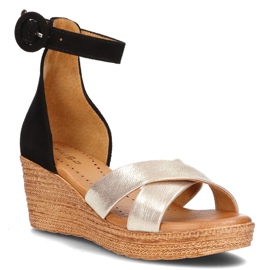 Ledersandalen Filippo 04565-25 / 00-5 gold und schwarz golden