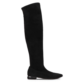 Schwarze Filippo 435 Wildlederstiefel