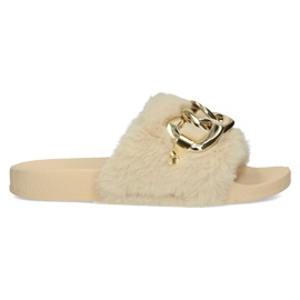 Filippo Hausschuhe mit Pelz Goldkette QT300 beige