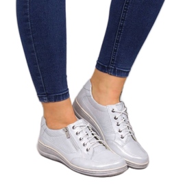 Lederschuhe mit Reißverschluss, Silber Helios W H357C