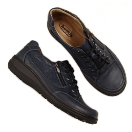 Lederschuhe mit Reißverschluss Helios W H357D marineblau