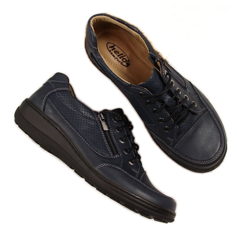 Lederschuhe mit Reißverschluss Helios W H357D marineblau navy blau