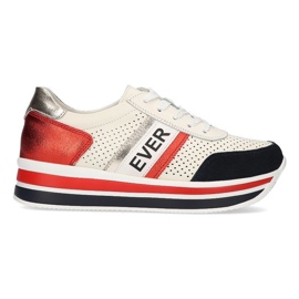 Ledersneaker Filippo DP1414 / 22 Wh weiß rot marineblau