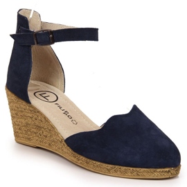 Ledersandalen auf dem Keil Filippo W PAW132D marineblau