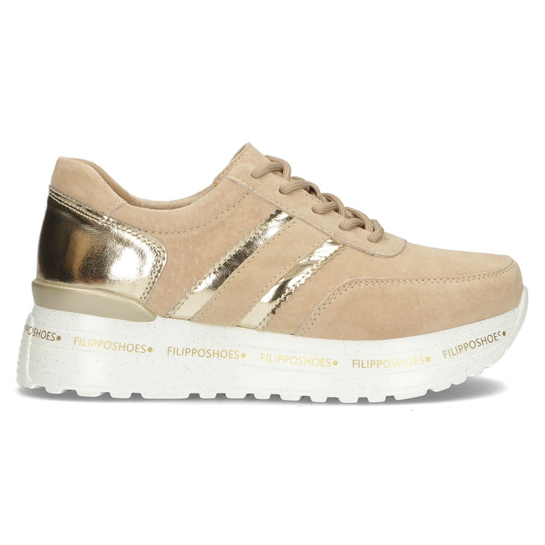 Lederturnschuhe Filippo DP3689 / 22 Beige sein golden