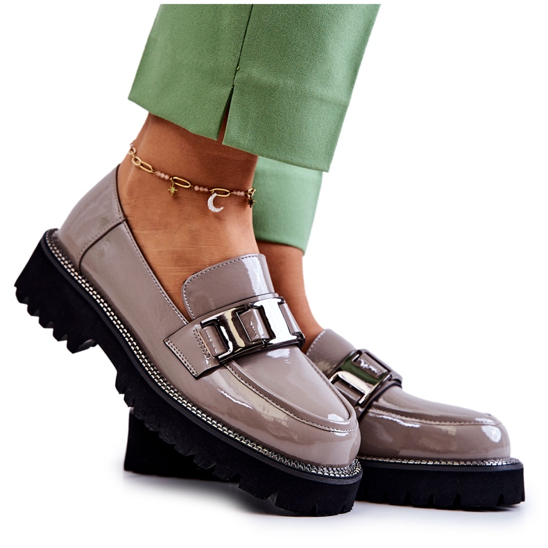 S.Barski Lackierte Lederschuhe Grau Corine