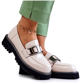 S.Barski Lackierte Lederschuhe Hellbeige Corine