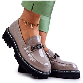 S.Barski Lacklederschuhe mit hellbrauner Adison-Dekoration mehrfarbig