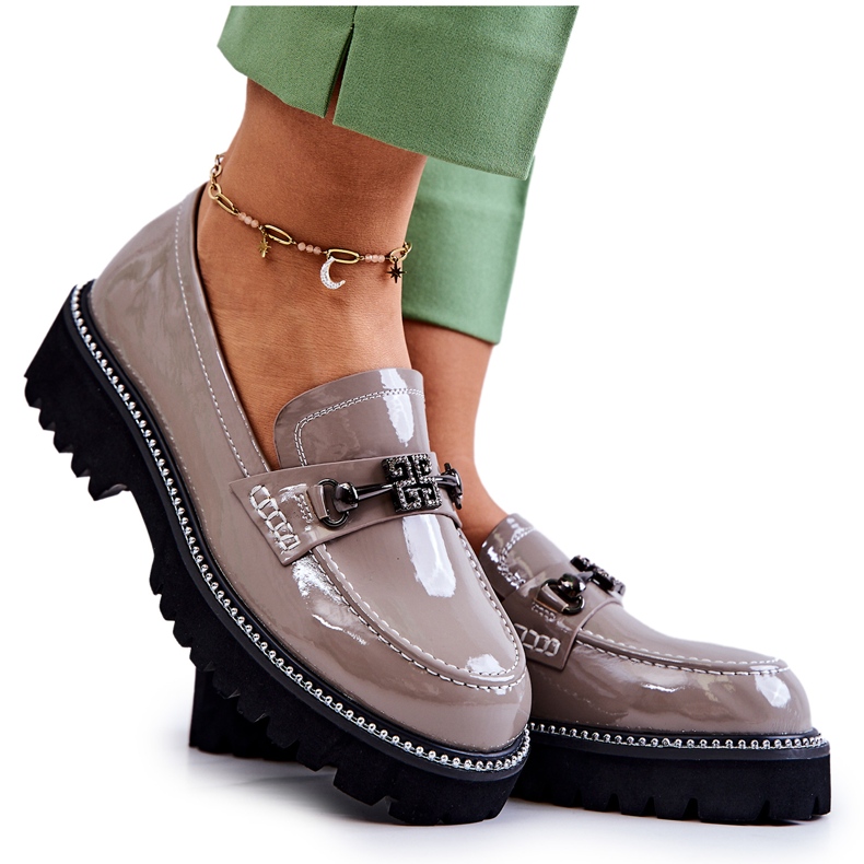 S.Barski Lacklederschuhe mit hellbrauner Adison-Dekoration mehrfarbig