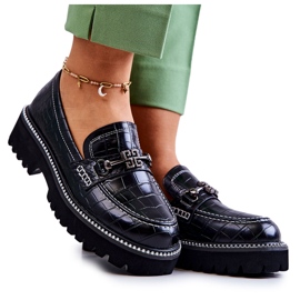 S.Barski Schlangenlederschuhe mit schwarzer Adison-Dekoration