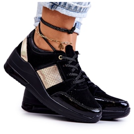 S.Barski Sportschuhe aus Wildleder für Damen auf einem Keil Schwarz Larson