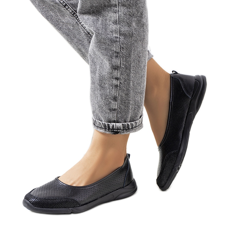 Mirjam Ballerinas aus schwarzem Leder