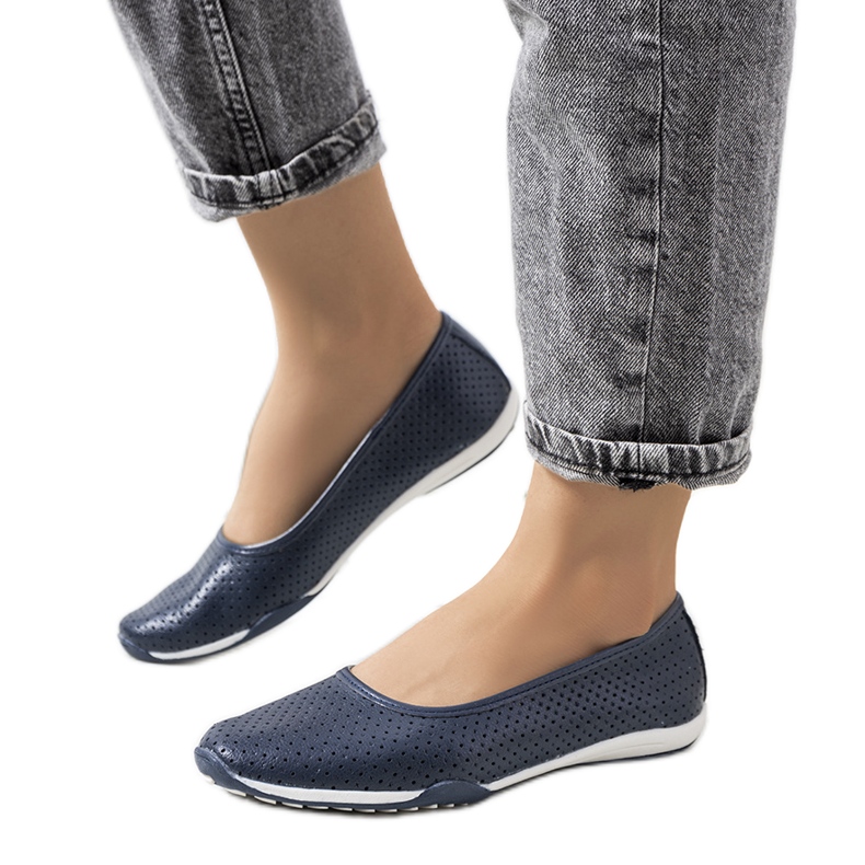 Simge marineblaue Ballerinas aus Leder