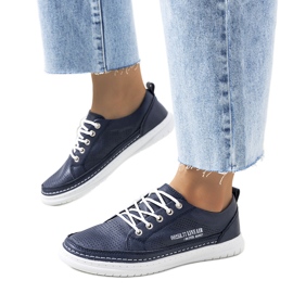 Valeska Sneaker aus marineblauem Leder navy blau