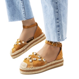 Braune Espadrilles mit Dide Zirkonia