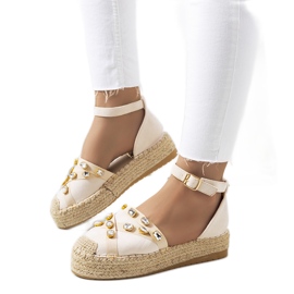 Beigefarbene Espadrilles mit Zirkonia von Dide