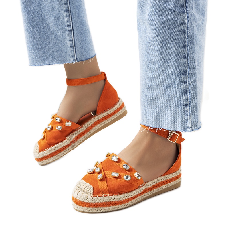 Orangefarbene Espadrilles mit Zirkonia von Dide