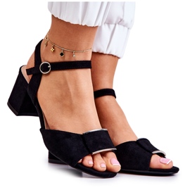 Sergio Leone Lorisa schwarze Wildleder-Sandalen mit hohem Absatz