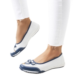 Marre Ballerinas aus weißem und marineblauem Leder