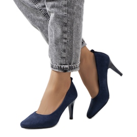 Marineblaue Pumps auf einem Cameron-Stiletto-Absatz