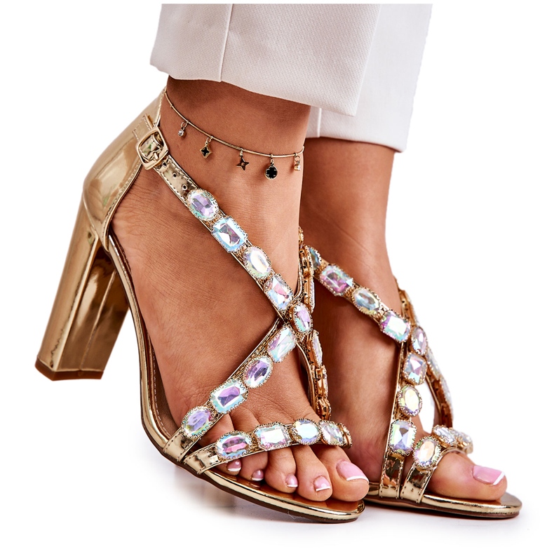 S.Barski Damensandalen mit hohem Absatz Lu Boo Golden 8258-1 Vernee