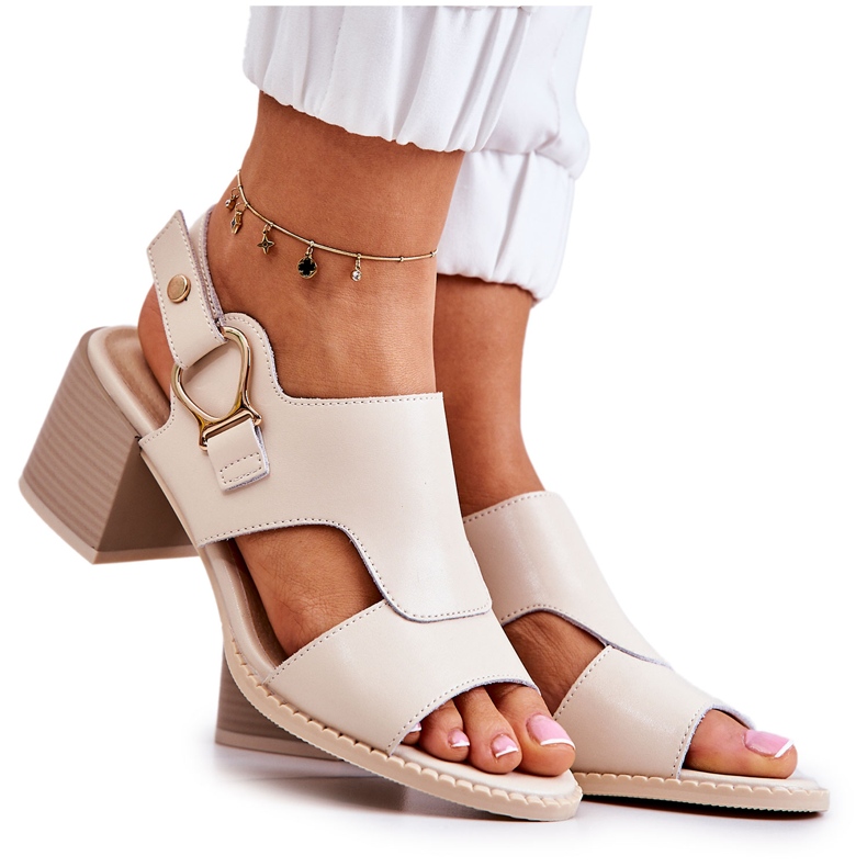 Ledersandalen mit hohem Absatz La.Fi Beige Leratto
