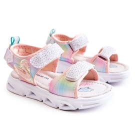 PJ2 Klassische Kindersandalen mit Klettverschluss Multicolor Darrin rosa mehrfarbig