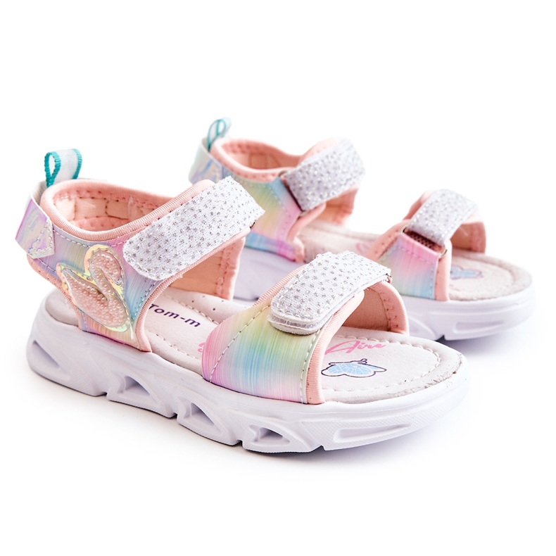 PJ2 Klassische Kindersandalen mit Klettverschluss Multicolor Darrin rosa mehrfarbig