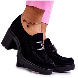 PL5 Elegante Schuhe auf einer Säule mit dunklem Black Harmell-Dekor schwarz