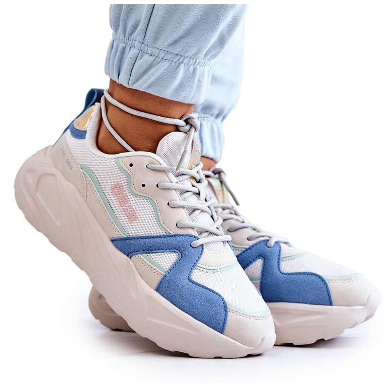 Damenturnschuhe Memory Foam Big Star JJ274600 Beige-Blau weiß