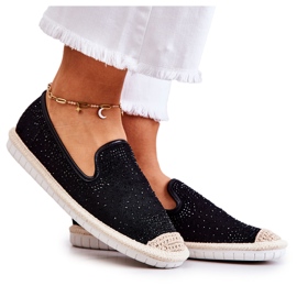 PG1 Damen Stoff Espadrilles mit Zirkonia Schwarz Deimos