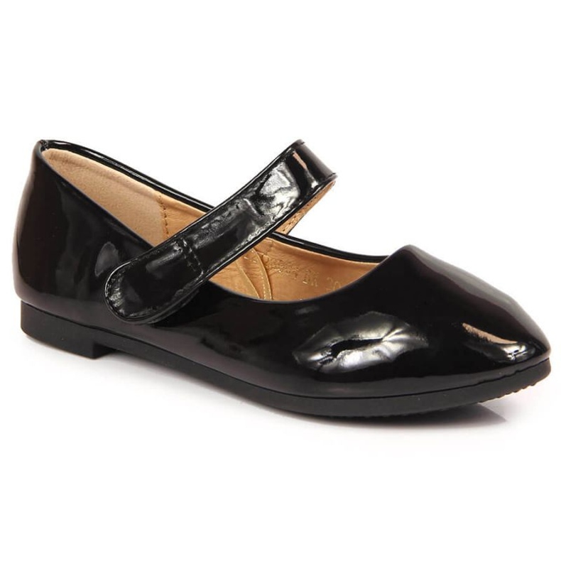 Schwarz lackierte Ballerinas Jr Potocki mit Klettverschluss