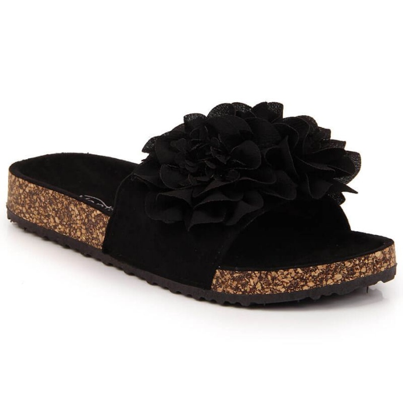 Schwarze Hausschuhe mit Blumen in eVento