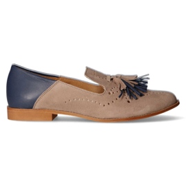 Slipper Filippo 04484-04 / 00-5 Beige Wildleder + Marineblau