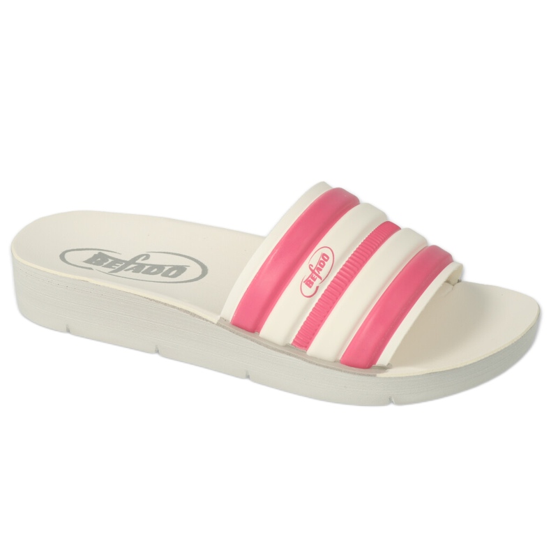 Befado Foam Children's Flip Flops 067Y002 Weiß mit rosa Streifen