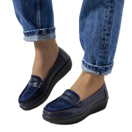 Marineblaue Loafer auf dem Dinsmore Wedge