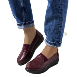 Ziggy kastanienbraune Loafer mit Keilabsatz rot mehrfarbig