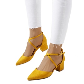 Gelbe Pumpen am Terra-Pfosten