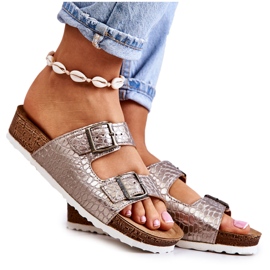 Damenhausschuhe Schnallen Inblu NM000027 Silber beige silber-