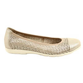 Caprice Damen Ballerinas mit Lochmuster 22151-28 354 Taupe Sue.Met. beige silber-