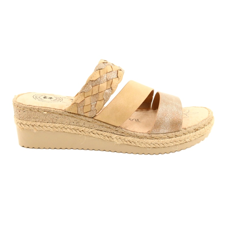 Damenflip Flops mit einem Keilgeflecht Jezzi 22SD98-4566 Beige