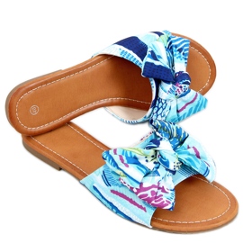 Lotos Blaue Hausschuhe mit Blumendruck mehrfarbig