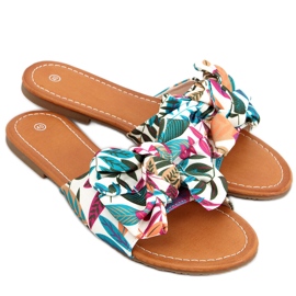 Lotos Beige Hausschuhe mit Blumendruck mehrfarbig